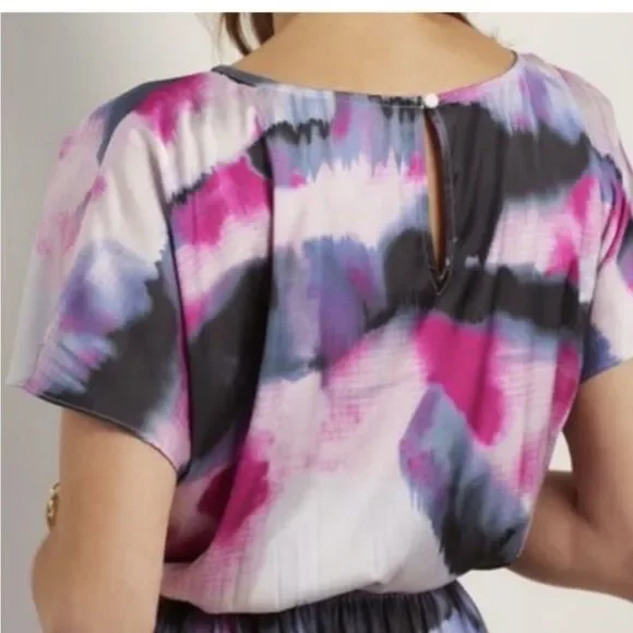 Soft Surroundings Abelia Midi Dress Sz M Abstract Print Cap Sleeves - Picture 2 of 12